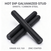 DIN975 Threaded Rod Grade 4.8/8.8 Carbon Steel Fully Threaded Stud Zinc Plated Black Finish Construction Fastening