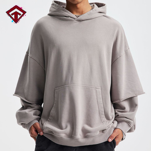 Double <strong>Layer</strong> Hoodie High Quality Custom logo Heavyweight Washed Cotton Vintage Men's Hoodies - Product Image 1