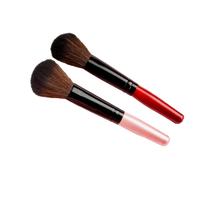 Kuas Makeup Rambut Sintetis Profesional untuk Wajah, Gaya Datar dan Miring, Gagang Plastik untuk Foundation, Perona Pipi, dan Bedak