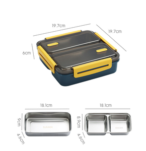 Boîte à lunch isotherme Lebo Jieyang en acier inoxydable 304 écologique avec 3 compartiments pour l'école et le bureau - Product Image 6