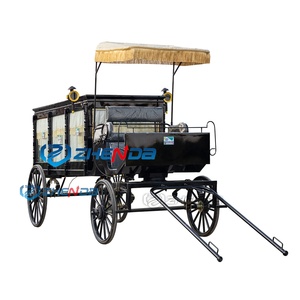 Cercueil funéraire électrique noir couvert de verre / Carrosse funéraire à chevaux - Product Image 2