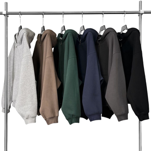 TKAN494 Sweat à capuche zippé unisexe épais en molleton de coton lourd 500G personnalisé pour l'hiver, coupe ample et courte - Product Image 2