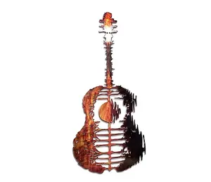 Âm nhạc Guitar kim loại tường trang trí mộc mạc cá nhân tường nghệ thuật treo trừu tượng hoàng hôn quà tặng cho trang trí nội thất