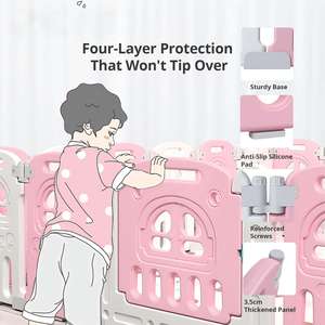 Parc d'activités modulaire pour bébé 12+2 panneaux, renforcé, pliable, aire de jeu intérieure carrée pour enfants 1,51x1,51m - Product Image 5