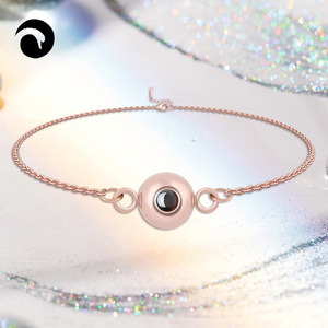 Bracelets à breloques personnalisés avec projection d'image, faits à la main, en acier inoxydable plaqué or 18 carats, tendance, unisexe, <span class=keywords><strong>breloque</strong></span> « Je pense à toi » - Product Image 5
