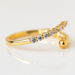 ROXI 925 Sterling Silver Beads Diamond Adjustable <b>Open</b> <b>Ring</b> in 18k Gold Plated - Product Image 5