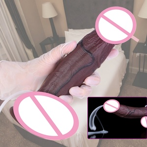 DHZS-8044 Big Glans Black <b>Dildo</b> Double-Skin Silicone <b>Dildo</b> for Anal Clit G-Spot Hand-Free Play Ejaculation Sex Toy for Women Men - Product Image 1