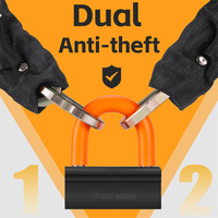 WEST BIKING 2 en 1 Portable Anti-Vol U-Lock Accessoires de Vélo pour Vélo et Moto Cyclisme Serrure à Chaîne Sécurisée