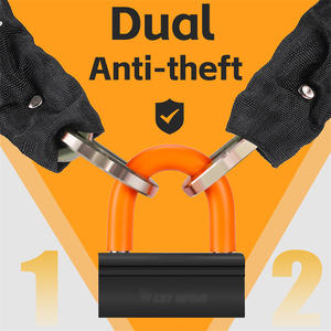 WEST BIKING 2 in 1 portabel, aksesori sepeda u-lock anti-maling untuk sepeda & sepeda motor, kunci rantai aman - Product Image 6