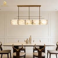 Penjualan Langsung Pabrik Lampu Gantung Linear Alabaster Alami Mewah Sederhana Gaya Nordik Spanyol Berkualitas Tinggi untuk Ruang Makan