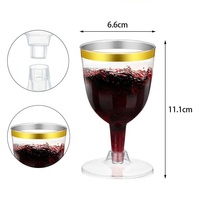 Verres à vin à pied en plastique transparent de 160 ml avec logo personnalisé, jetables, empilables, gobelet à cocktail pour mariage, fête, banquets