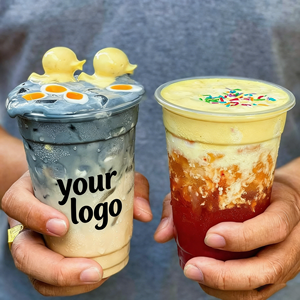 Gobelets en plastique PET jetables à paroi simple de 16 oz et 24 oz, avec logo personnalisé, diamètre 98 mm, fond plat, pour jus, milkshake, smoothie, vente en gros - Product Image 4