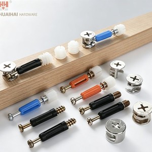 Connecteur de meubles Huaihai en alliage de zinc nickelé, pièce d'assemblage pour fixation de panneaux de bois, verrou excentrique à roue - Product Image 1