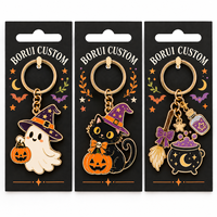 Porte-clés personnalisé Halloween : Pendentif émaillé en métal (fantôme, chat, sorcière, potion, citrouille) pour sac à dos, clés, cadeau de festival