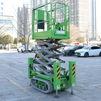300kg Tragfähigkeit 4m 6m 8m 10m Automatische Nivellierung Geländegängige Kleine Raupen-Scherenbühne mit Selbstfahrfunktion