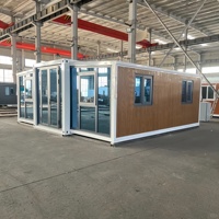 20 pieds blanc 20x20 cadre en acier double aile extensible conteneur maison mobile préfabriqué petites maisons intelligentes