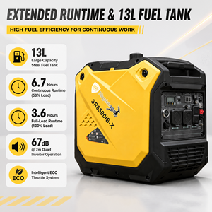 Générateur Inverter Silencieux à Essence 5000W, 5500W de Pointe, 67 dB à 7 Mètres, Démarrage Électrique, 230V, Compteur Numérique, Roues de Transport - Product Image 2