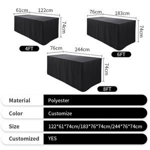 Nappe sur mesure ajustée avec logo imprimé 6 pieds – Housse de table promotionnelle pour la publicité - Product Image 4