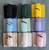 Parapluie de poche mini 5 plis avec étui, protection UV UPF 50+, léger, compact, parasol de voyage, parapluie personnalisé avec logo