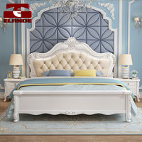 Lit double style européen moderne et simple, sac en bois massif souple, de princesse, chambre principale, lit de rangement haute boîte