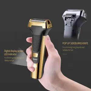 Rasoir électrique LED USB, tondeuse à barbe, machine à raser Kemei Km-6551 3 en 1, tondeuse à cheveux, tondeuse à barbe, soin du corps pour homme - Product Image 3