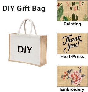 Bolsas de Yute Blancas con Asas, Ecológicas, Reutilizables, para Compras y Regalos, para Damas de Honor - Product Image 3