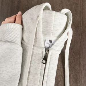 <span class=keywords><strong>Felpa</strong></span> <span class=keywords><strong>con</strong></span> Cappuccio e Zip in Cotone Grigio Stile Retrò, Alta Grammatura, Unisex, Autunnale, Stile Americano, Casual, Vestibilità Ampia - Product Image 3