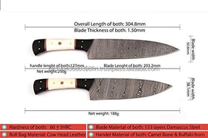 5 pièces manche en os vente chaude ensemble de couteaux de Chef accessoire couteau de chef en acier damas ensemble de couteaux de cuisine professionnels - Product Image 4