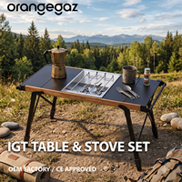 Table de barbecue portable en alliage d'aluminium IGT à faible MOQ, réglable en hauteur, pour le glamping haut de gamme et les campings de luxe