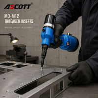 Outil à rivets pneumatiques ASCOTT 0312 M3-M12, riveteuse industrielle à air comprimé avec contrôle de course de précision pour l'assemblage de tôles métalliques