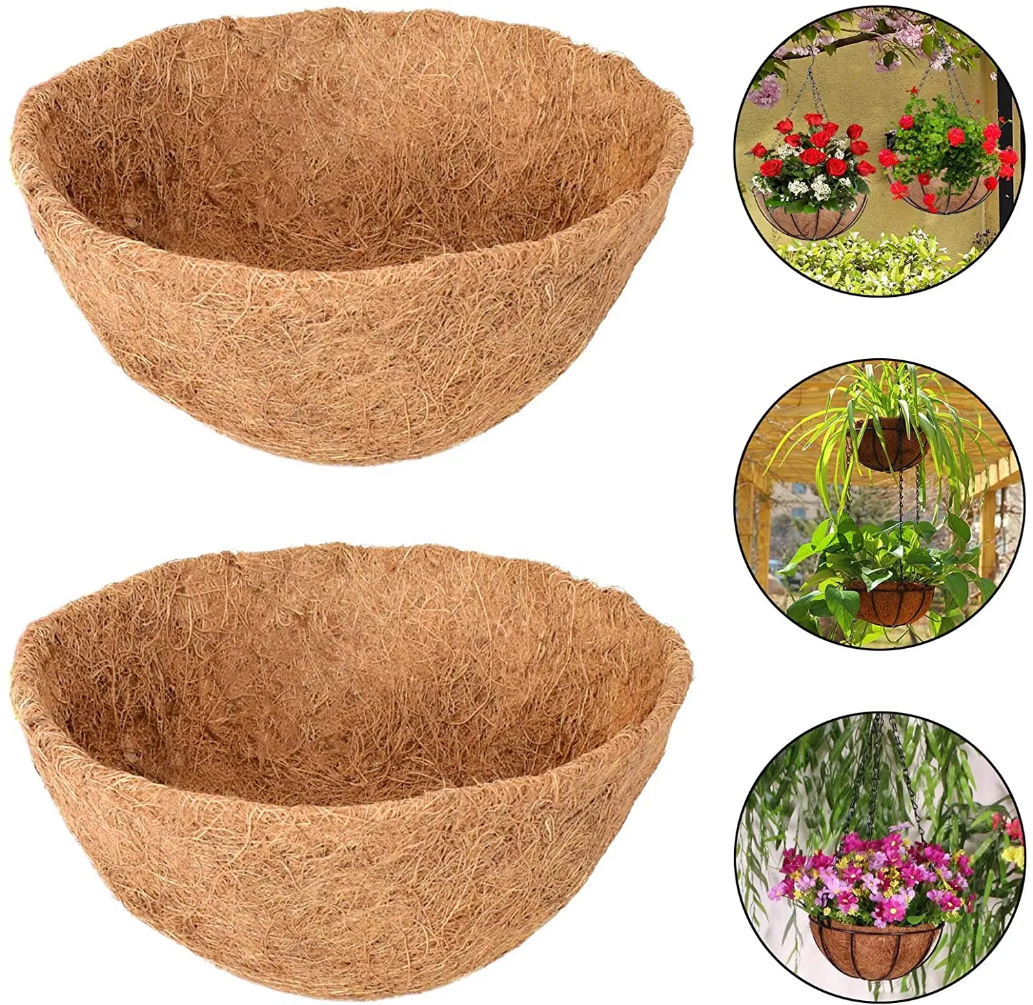 Ronde Coco Liners Opknoping Mand 100% Natuurlijke Vervanging Kokosnoot Fiber Liner Voor Tuin Bloempot Groenten Kruiden Pot