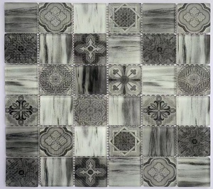 Vintage hỗn hợp màu Minisize hoa inkject hình dạng thủy tinh Gạch Mosaic phòng tắm tường nhà bếp <span class=keywords><strong>backsplash</strong></span> - Product Image 5