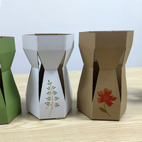 Vente en gros de boîtes personnalisables ondulées pliables auto-dressantes biodégradables pour bouquet de fleurs pour cupcakes plantes vertes logo personnalisé