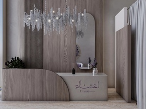 Service de décoration de salon de beauté de luxe, système mural d'exposition arqué sur mesure et rénovation de présentoir à vernis à ongles - Product Image 3