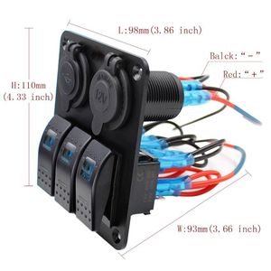 แผงไฟ LED Yuhe YH-DH3-QA 3 ช่อง 12V/24V พร้อมพอร์ต USB คู่ และช่องเสียบที่จุดบุหรี่ สำหรับสวิตช์แบบกดเปิด-ปิด - Product Image 5