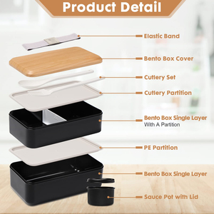 Lonchera Bento para Adultos con Compartimentos (47oz), Lonchera Bento Apilable, Contenedor Rectangular para Alimentos con Juego de Cubiertos - Product Image 3
