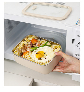 Set Bento Box in Acciaio Inox con Coperchio, Riscaldabile in <span class=keywords><strong>Microonde</strong></span>, <span class=keywords><strong>Contenitori</strong></span> per Alimenti per Bambini con Borsa Termica - Product Image 3