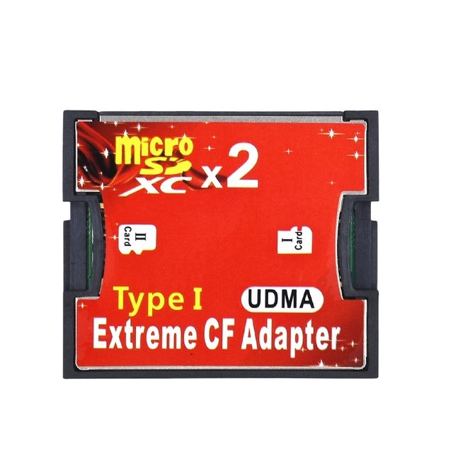 TISHRIC High Quality Dual Micro SD TF to CF Adapter for MicroSD SDHC SDXC Compact Flash Type I Memory Card Reader Converter
