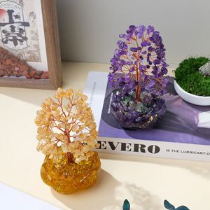 Großhandel natürliche Amethyst Kies Chips Harz Heilung Kristall Lotus Bowl Baum für Dekoration Maskottchen Thema - Product Image 4