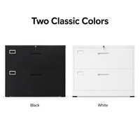 Archivador Lateral Negro Moderno, Archivador Metálico de Gran Capacidad, Archivador con Cerradura