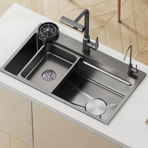 อ่างล้างจานครัว 5.0 นิ้ว หนาพิเศษ นาโน สแตนเลส 304 อ่างเดี่ยวขนาดใหญ่ อ่างล้างจานอเนกประสงค์สำหรับใช้ในครัวเรือนรุ่นใหม่ - Product Image 1