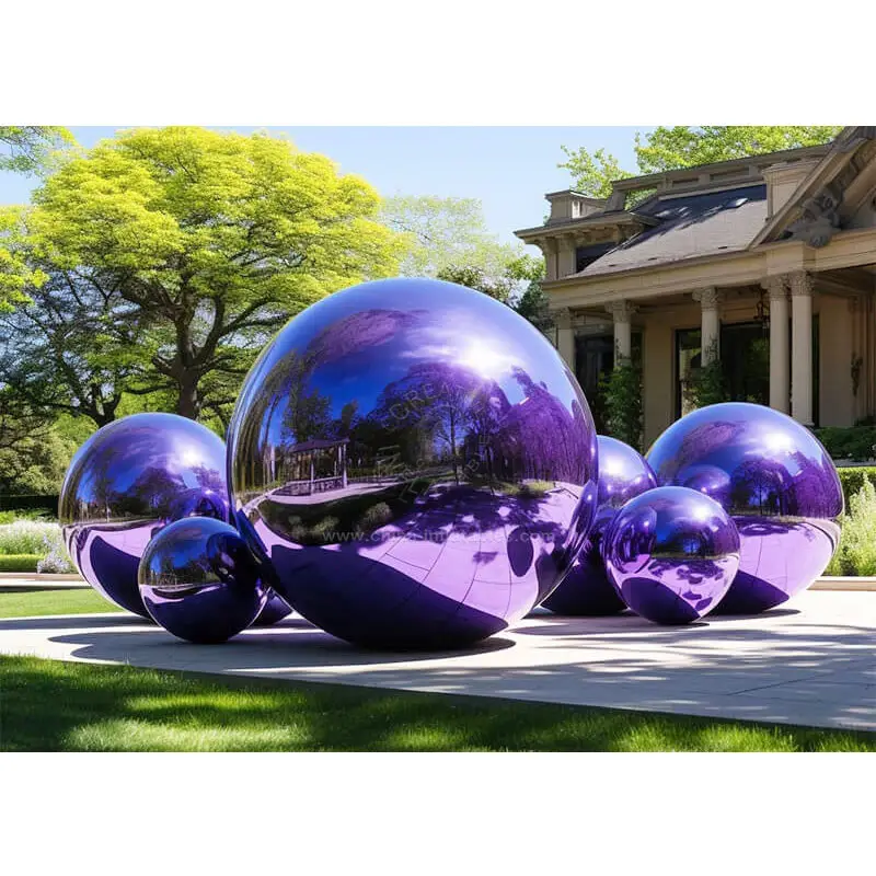 كرة مرآة قابلة للنفخ معلقة ملونة كرة عاكسة كروية للزينة للبيع