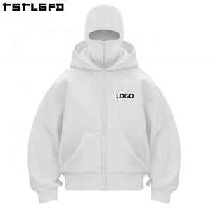 Chaqueta de invierno de felpa francesa de peso pesado personalizada con cremallera Pasamontañas Sudadera con capucha de cara completa Esquí Ninja Máscara Impresión digital - Product Image 5