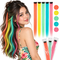 Extensions de cheveux arc-en-ciel à clipser pour filles, longues mèches synthétiques colorées, accessoires de cheveux multicolores pour fêtes, pour enfants et femmes