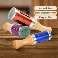 Bâton de Moxibustion Rotatif à Billes Massantes avec Tête en Jade Naturel 15,5x4cm, Rouleau de Moxa Chauffant, 3 Couleurs, Vente en Gros de Bâtons de Moxa