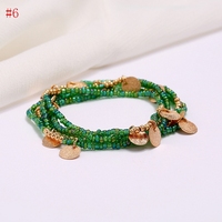 G441 80cm 40 couleurs perles de taille africaines chaînes de ventre bijoux de corps style bohème élastique coloré perles de riz chaîne de taille