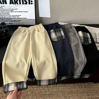 Celana Kasual Anak-anak Musim Gugur/Dingin dengan Patch Fleece, Celana Kasual Berlapis Katun untuk Anak Laki-Laki, Pakaian Luar untuk Pakaian Musim Gugur.