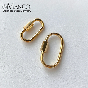 EManco <span class=keywords><strong>Fermoir</strong></span> mousqueton ovale à <span class=keywords><strong>vis</strong></span> en acier inoxydable plaqué or 14K <span class=keywords><strong>pour</strong></span> la fabrication de bijoux DIY - Product Image 1