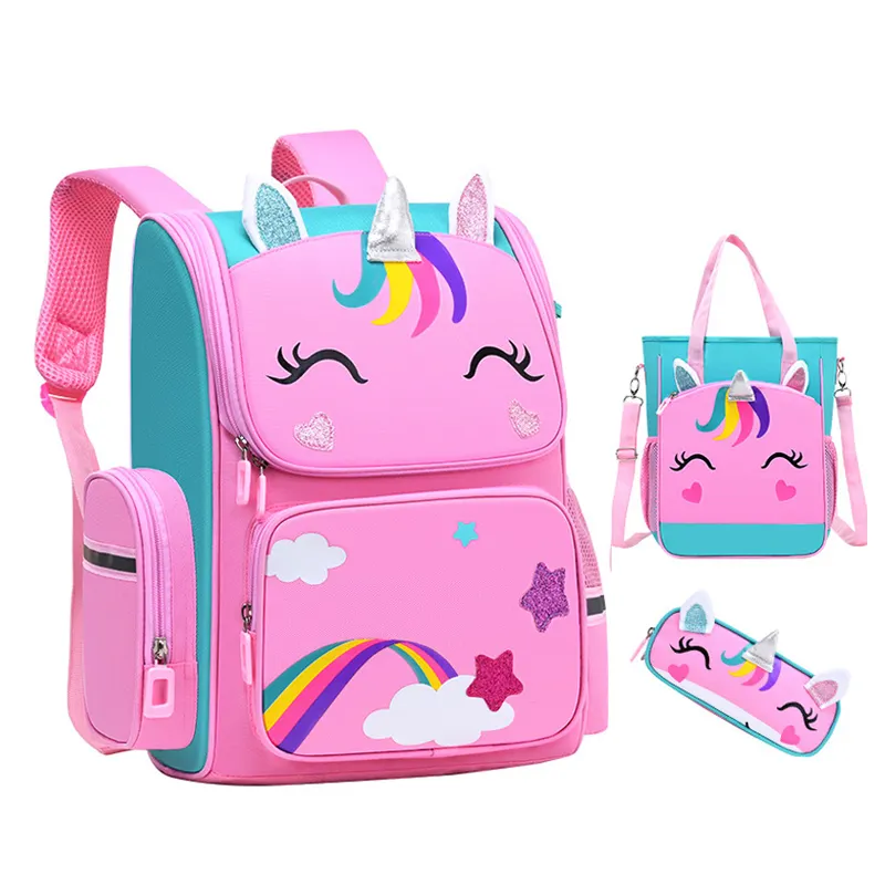 Custom cute unicorn mochilas toddler kids children primary student girls school bag backpack