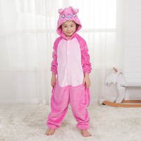 Nouvel ensemble de pyjamas en flanelle à capuche pour enfants, motif animaux de dessin animé, respirant et confortable, vêtements d'intérieur assortis